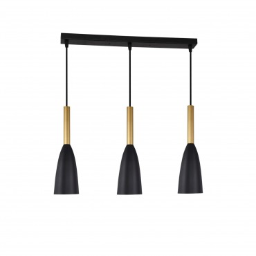 Lampa wisząca Solin 3 czarno-złota 3xE27