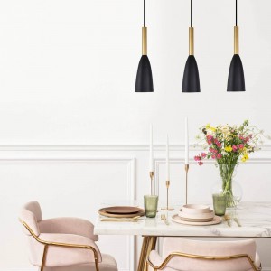 Lampa wisząca Solin 3 czarno-złota 3xE27