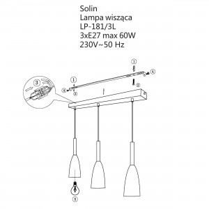 Lampa wisząca Solin 3 czarno-złota 3xE27