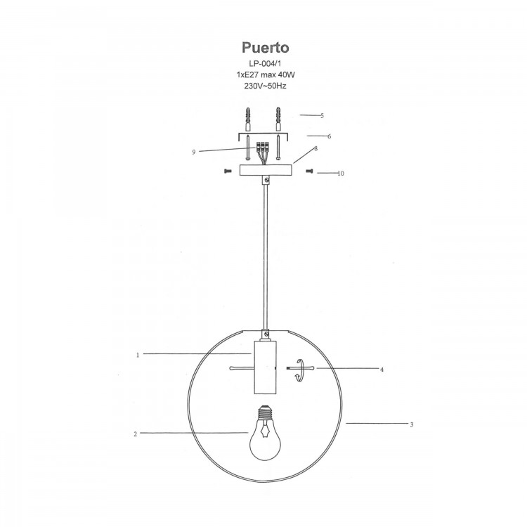 Lampa wisząca Puerto czarna 1xE27 - 4487