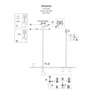 Lampa wisząca Arizona czarno - złota 4xGU10