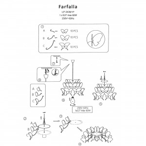 Lampa wisząca Farfalla ciemny róż 1xE27