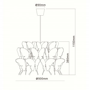 Lampa wisząca Farfalla ciemny róż 1xE27