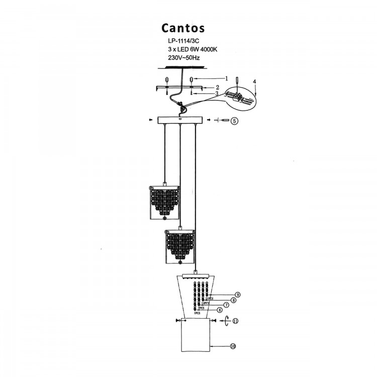 Lampa wisząca Cantos chrom LED 4000K - 4640