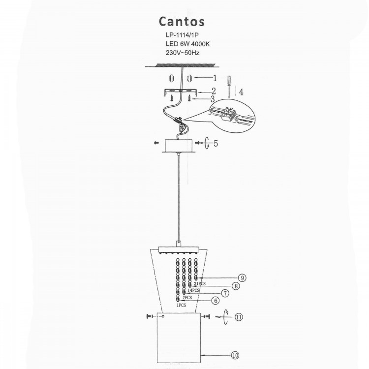 Lampa wisząca Cantos chrom LED 4000K - 4643