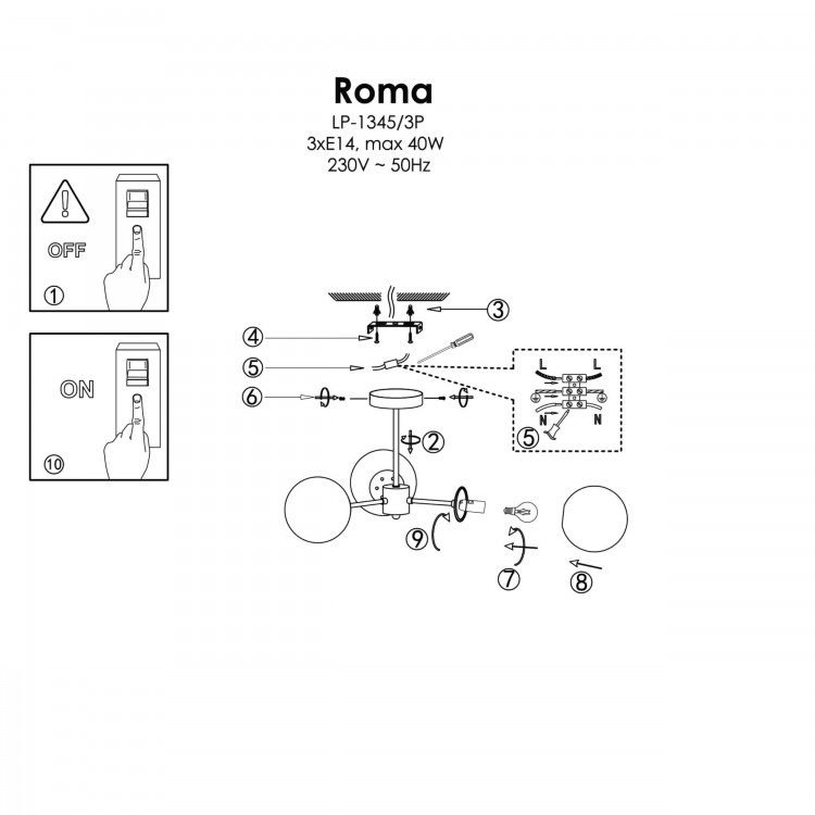 Lampa wisząca Roma 3 złota 3xE14 - 4720