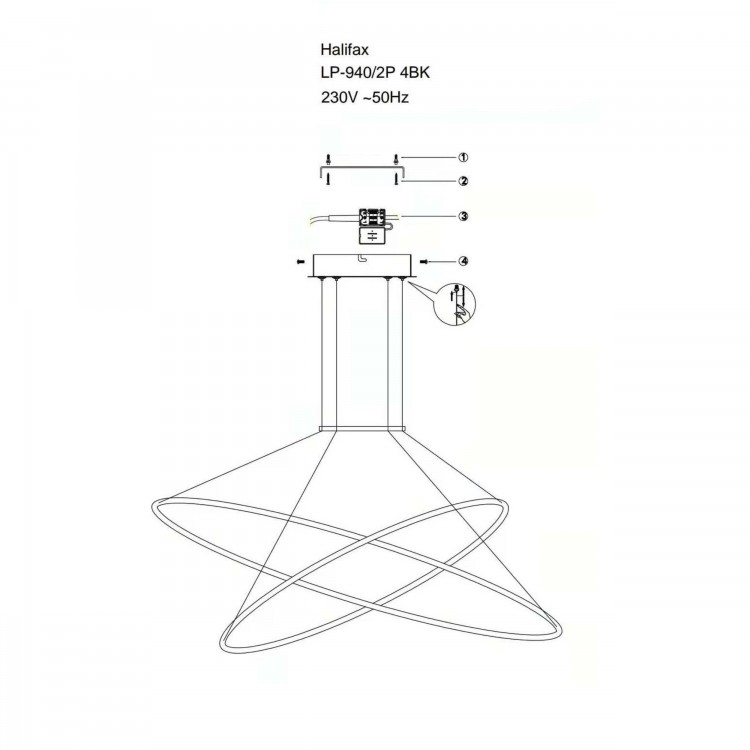 Lampa wisząca Halifax czarna LED 4000K - 4758