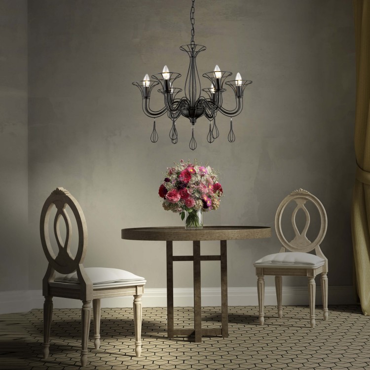 Lampa wisząca Tarragona czarna 6xE14 - 4772