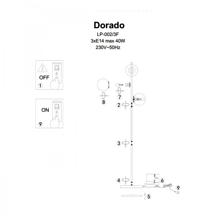 Lampa podłogowa Dorado złota 3xE14 - 4927