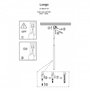 Lampa wisząca do szynoprzewodu Lungo 1 złota 3F 1xG9