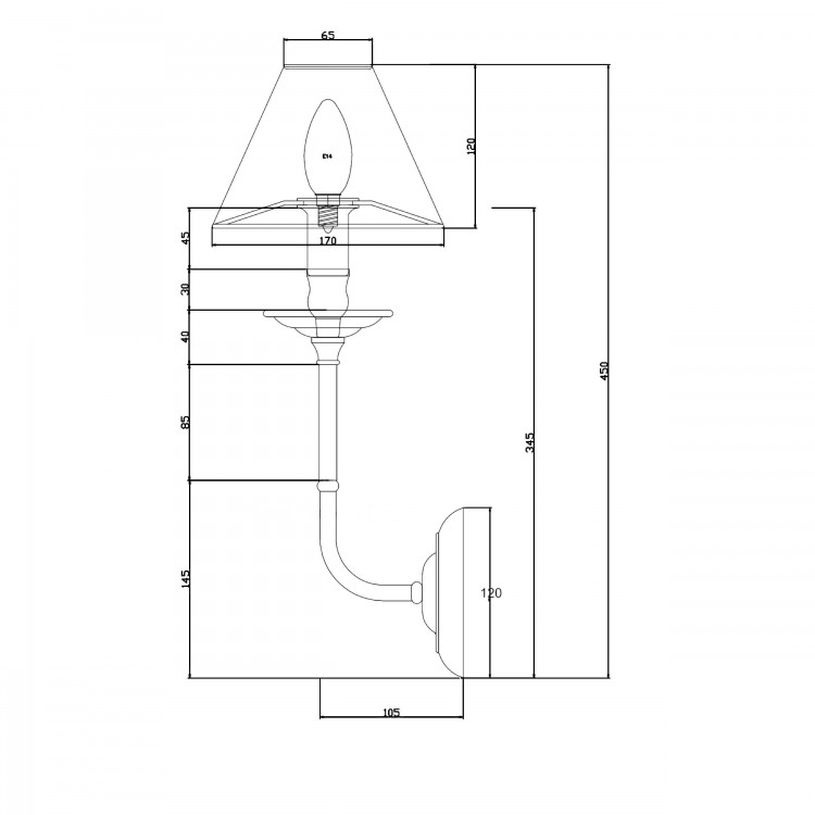 Kinkiet Glamour srebrno - czarny 1xE14 - 5085