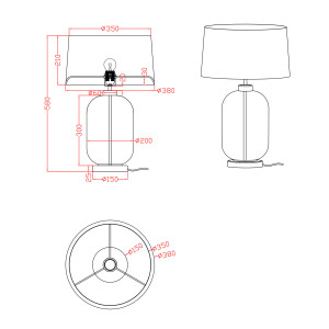 Lampa stołowa Amur czarno - transparentna 1xE27