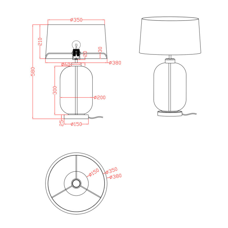 Lampa stołowa Amur czarno - transparentna 1xE27 - 5234