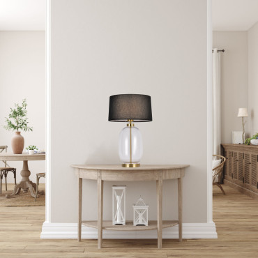 Lampa stołowa Amur czarno - transparentna 1xE27