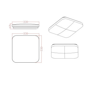 Plafon kwadratowy Babilon 33 cm czarny LED 4000K