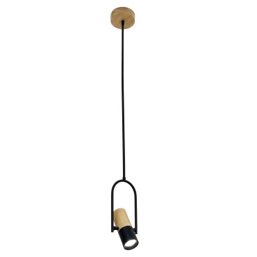 Lampa wisząca Bovino drewniano - czarna 1xGU10