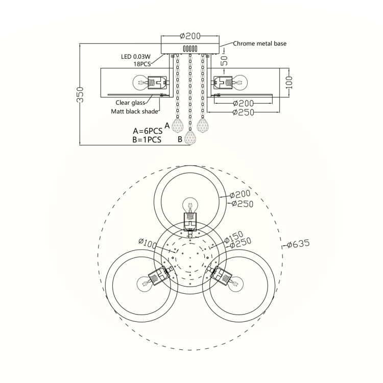 Plafon Gambela biały 3xE27 LED - 5404
