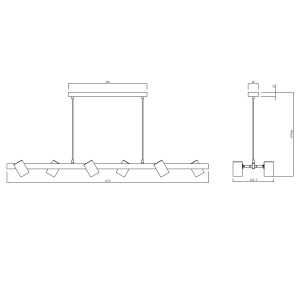 Lampa wisząca Snow 6 złoto - czarna 6xGU10
