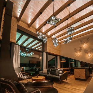 Lampa wisząca Konstelacja pozioma dymna czarna 7xG9