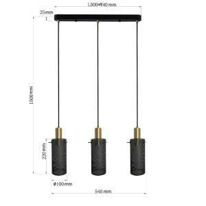 Lampa wisząca Tirana 3 czarna 3xE27