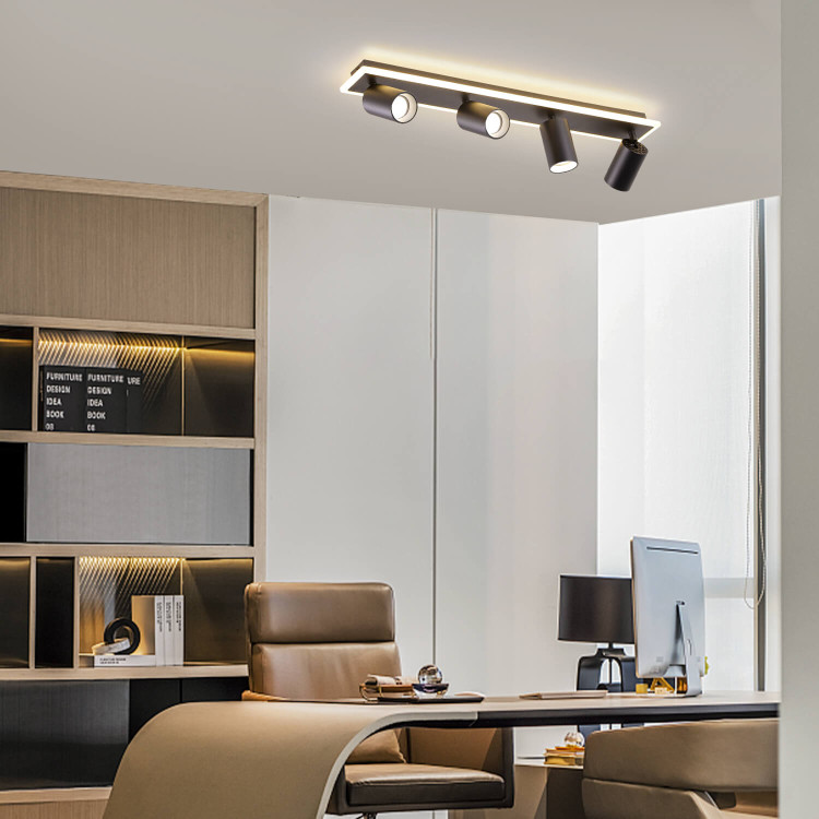 Zestaw reflektorów plafon Parma czarny 4xGU10 plus LED - 6547