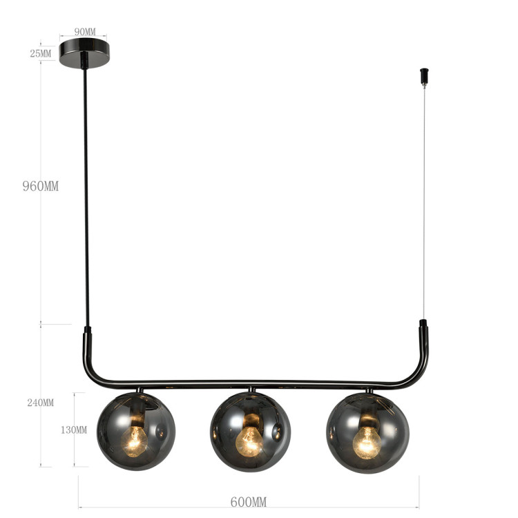 Lampa wisząca Alisa grafitowa 3xE14 - 7050