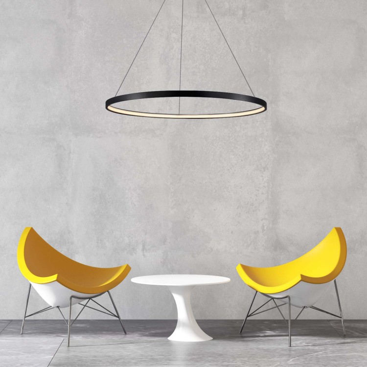 Lampa wisząca Ring 66 cm czarna LED CCT - 7118