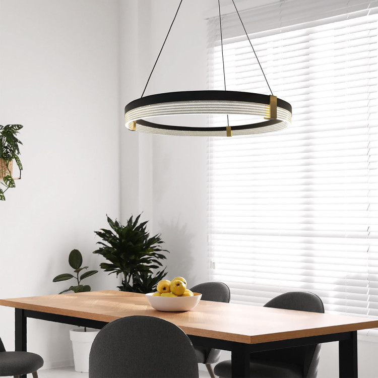 Lampa wisząca Plum Triangle 80 cm czarno-transparentna LED CCT - 7278