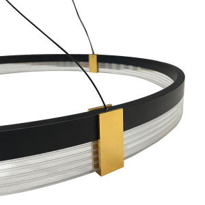 Lampa wisząca Plum Triangle 80 cm czarno-transparentna LED CCT