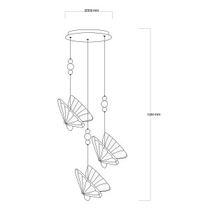Lampa wisząca Mariposa 3 złota LED CCT
