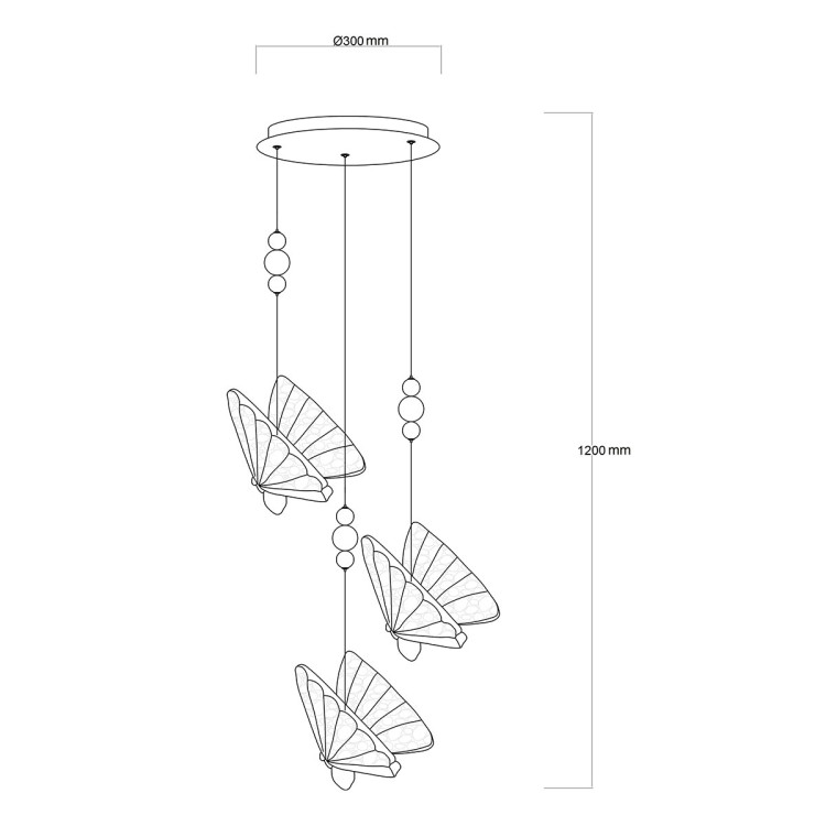 Lampa wisząca Mariposa 3 złota LED CCT - 7304