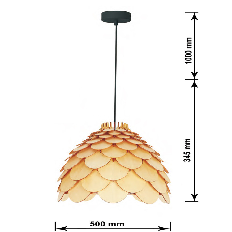 Lampa wisząca Burgo duża drewniana 1xE27 - 7408