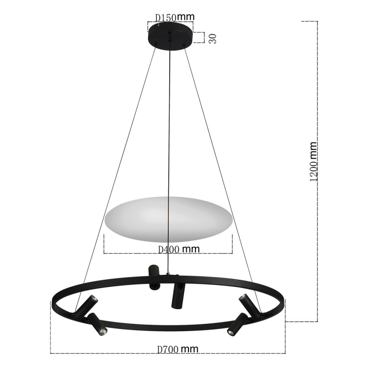 Lampa wisząca Almeria czarna LED 4000K - 7568