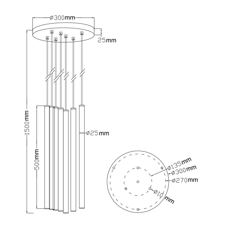 Lampa wisząca Lungo 7 kolor mix 7xG9 - 7690