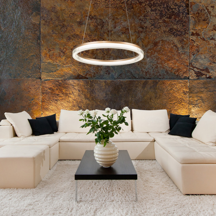 Lampa wisząca Midway Cristal Triangle złoto - transparentna LED CCT - 7728