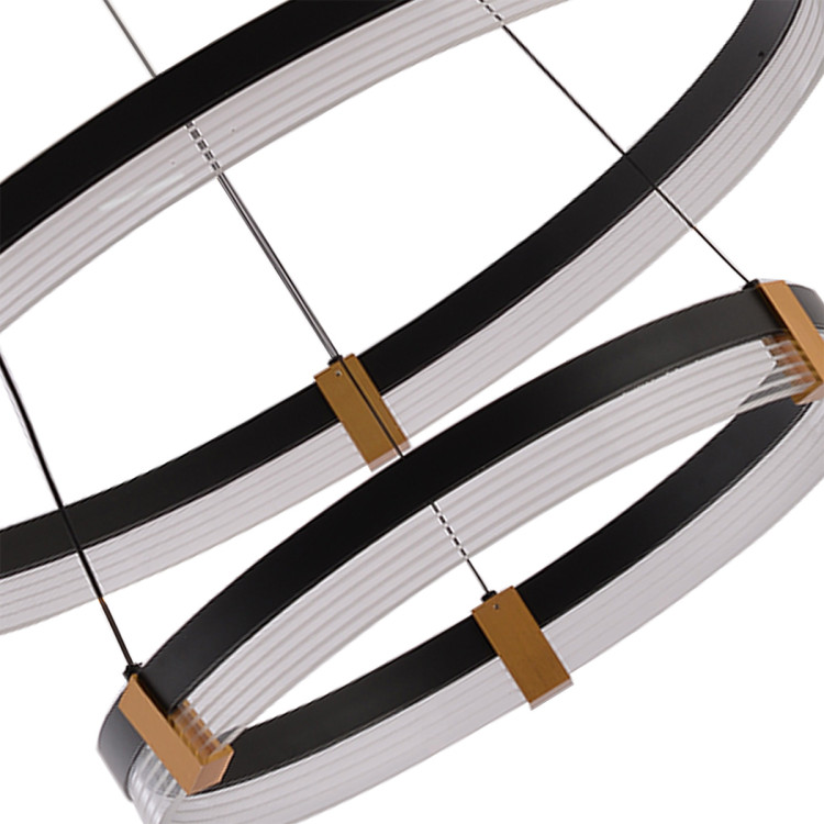 Lampa wisząca Plum 60 cm 40 cm czarno-transparentna LED CCT - 7845