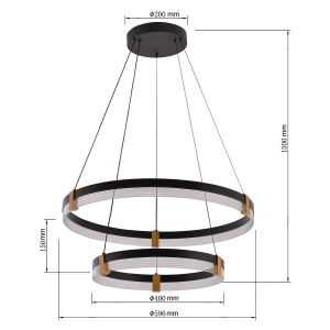Lampa wisząca Plum 60 cm 40 cm czarno-transparentna LED CCT