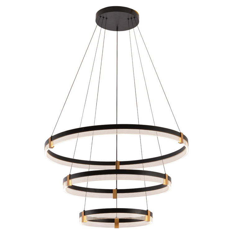 Lampa wisząca Plum 80 cm 60 cm 40 cm czarno-transparentna LED CCT - 7867