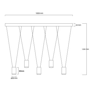 Lampa wisząca Toledo czarna 5xGU10