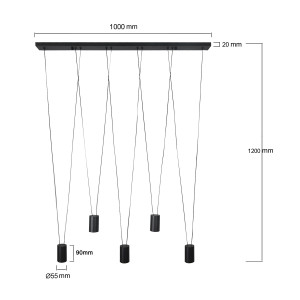 Lampa wisząca Toledo czarna 5xGU10