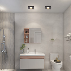 Oczko podtynkowe kwadratowe Lagos czarne IP65 1xGU10