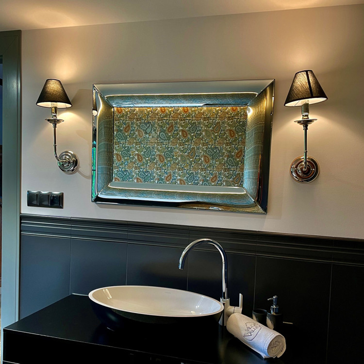 Kinkiet Glamour srebrno - czarny 1xE14 - 8134