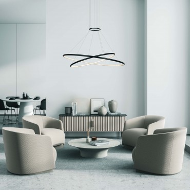 Lampa wisząca Halifax czarna LED CCT