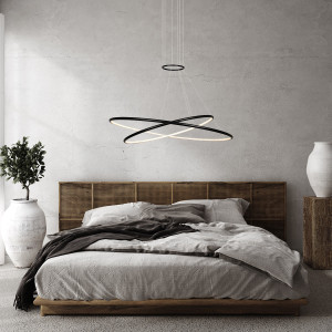 Lampa wisząca Halifax czarna LED CCT