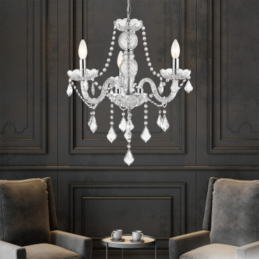 Lampa wisząca Cristallo srebrna 3xE14