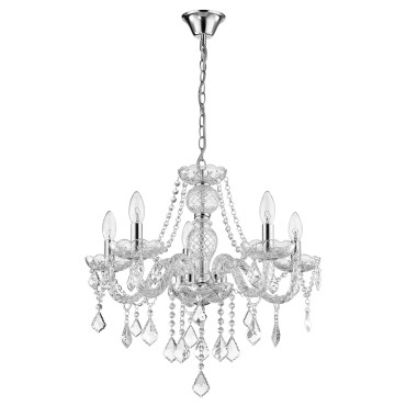 Lampa wisząca Cristallo srebrna 5xE14