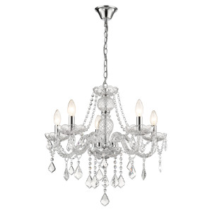 Lampa wisząca Cristallo srebrna 5xE14