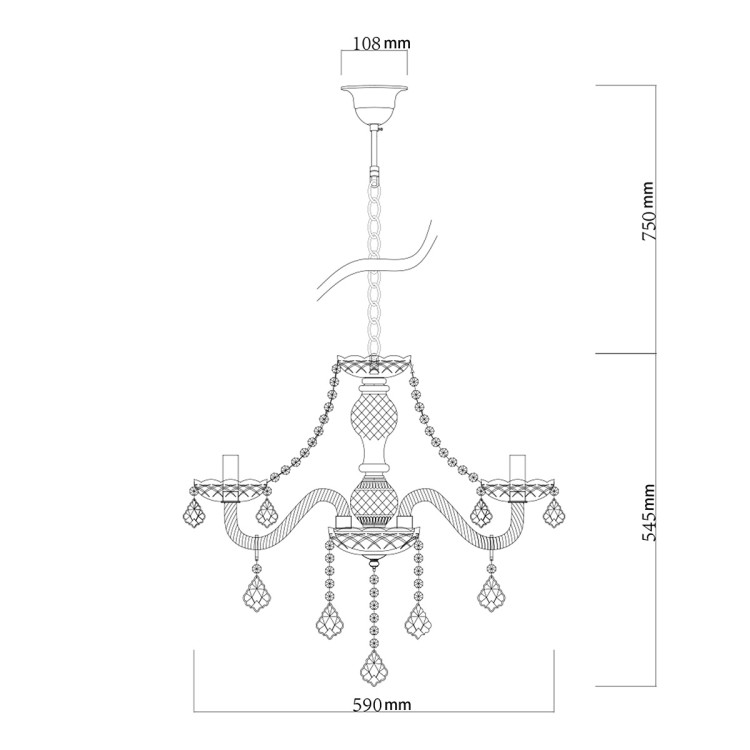 Lampa wisząca Cristallo srebrna 5xE14 - 8733