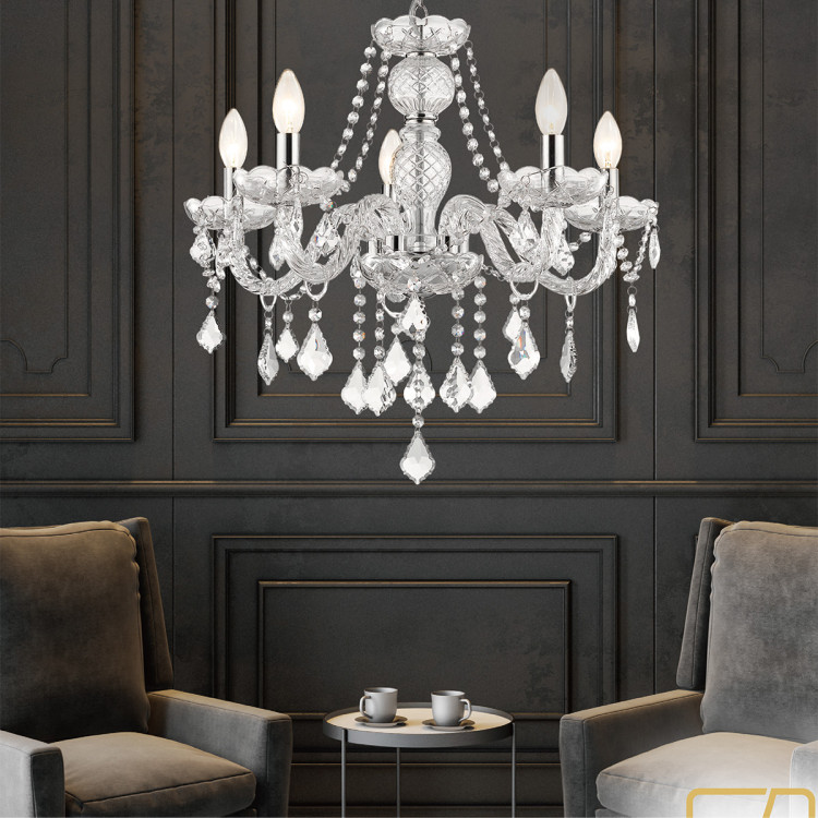 Lampa wisząca Cristallo srebrna 5xE14 - 8736