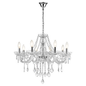 Lampa wisząca Cristallo srebrna 8xE14